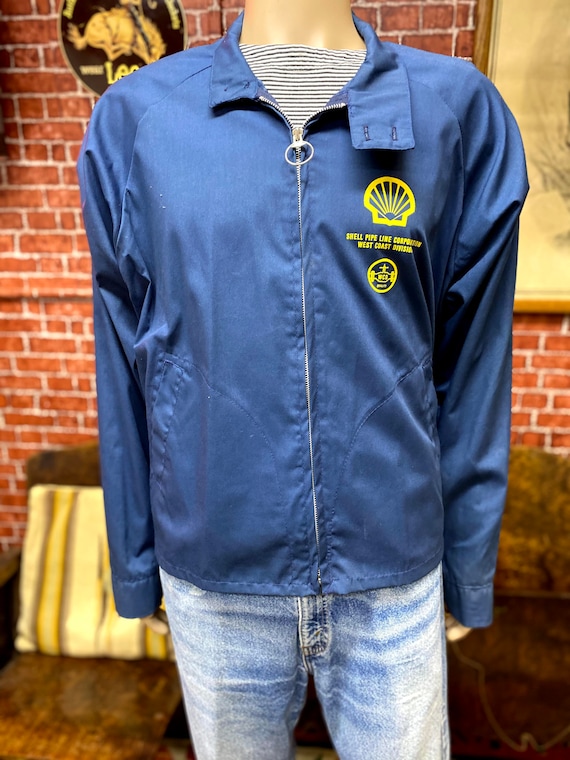 80's Shell Pipe Line Corporation blue sport dress jacket size x-large.