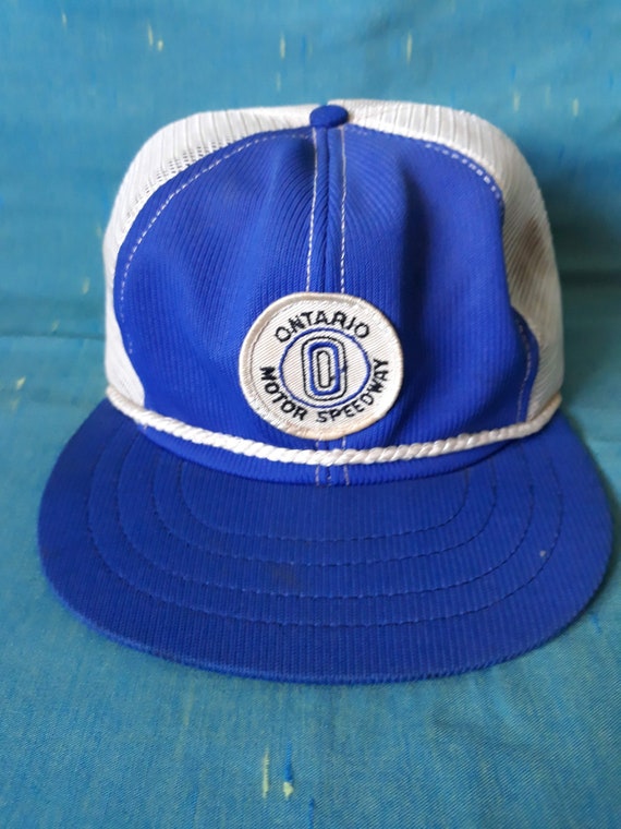Ontario Motor Speedway blue and white trucker bas… - image 1