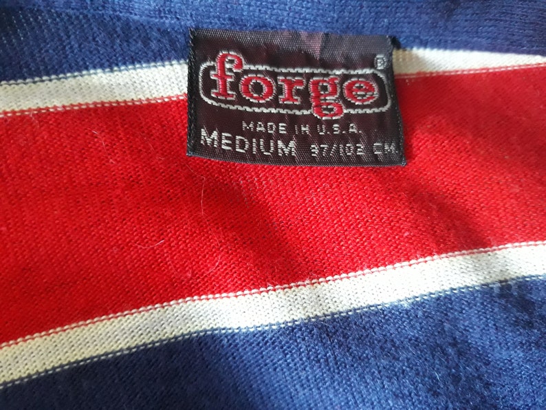 Vintage 1980/'s men/'s Forge striped long sleeve fashion knit shirt size medium made in Usa.