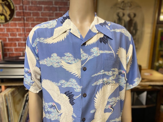 Avanti Original Hawaiian Men's Silk Shirt Cranes Print - Etsy