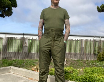 USN WWII N140 Deck Pants Cold Weather Alpaca Wool Lined Olive