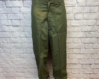 Vintage 70s OG-107 Fatigue Pants Green Military Trouser Baker