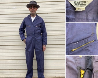 Deadstock Big Bear HBT Blue Utility Garage Mechanic Coveralls Long