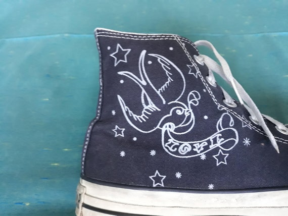 Converse All Star hi top blue Tattoo flash Swan s… - image 6