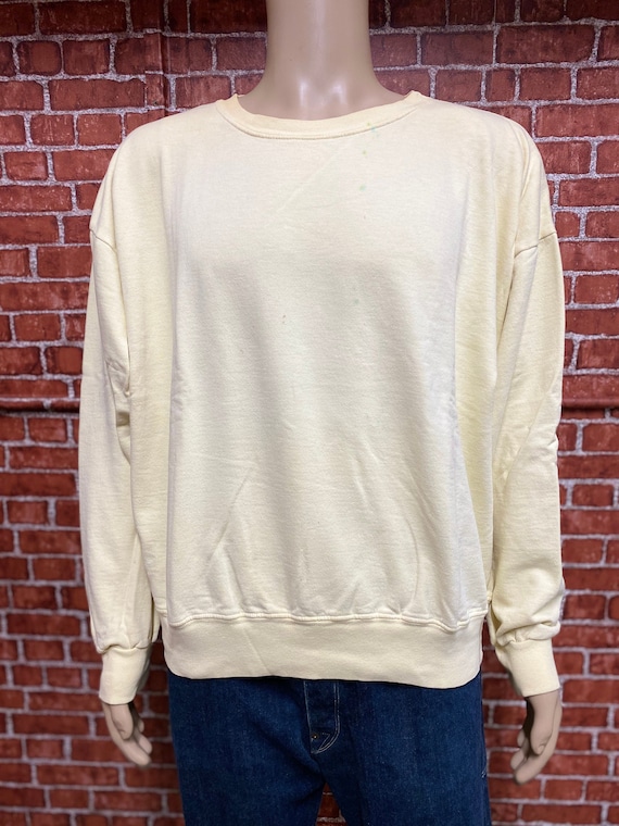 70's light yellow sweatshirt blank basic sport gym