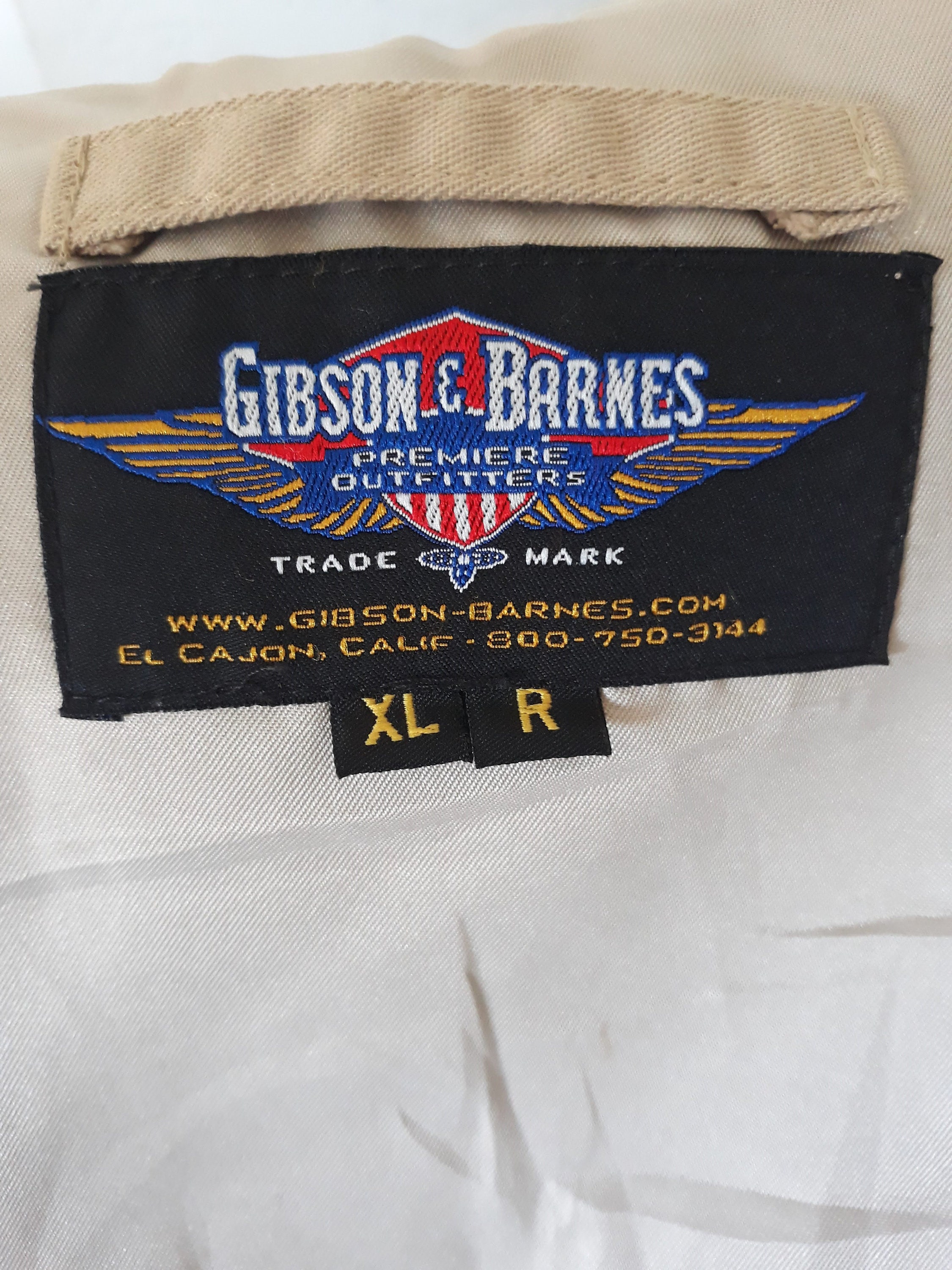 Gibson & Barnes Beige Flight Jacket FSL-36 Type Size Xlarge Made 