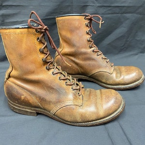 Vtg 70&#39;s Chippewa round toe work hunting brown leather boots size 8 1/2 D made in U.S.A.