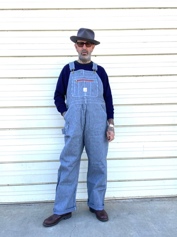 Deadstock Pointer hickory denim work overalls rai… - image 3