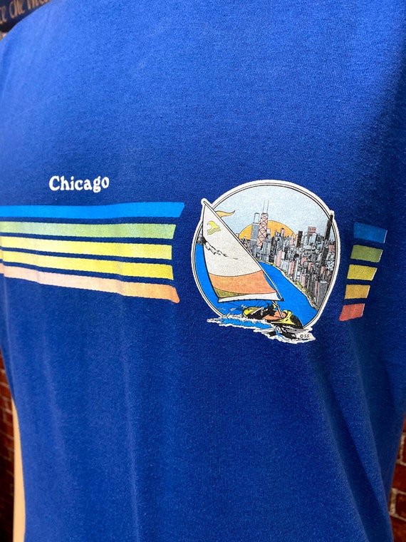 Chicago 80's souvenir blue t-shirt single needle … - image 4