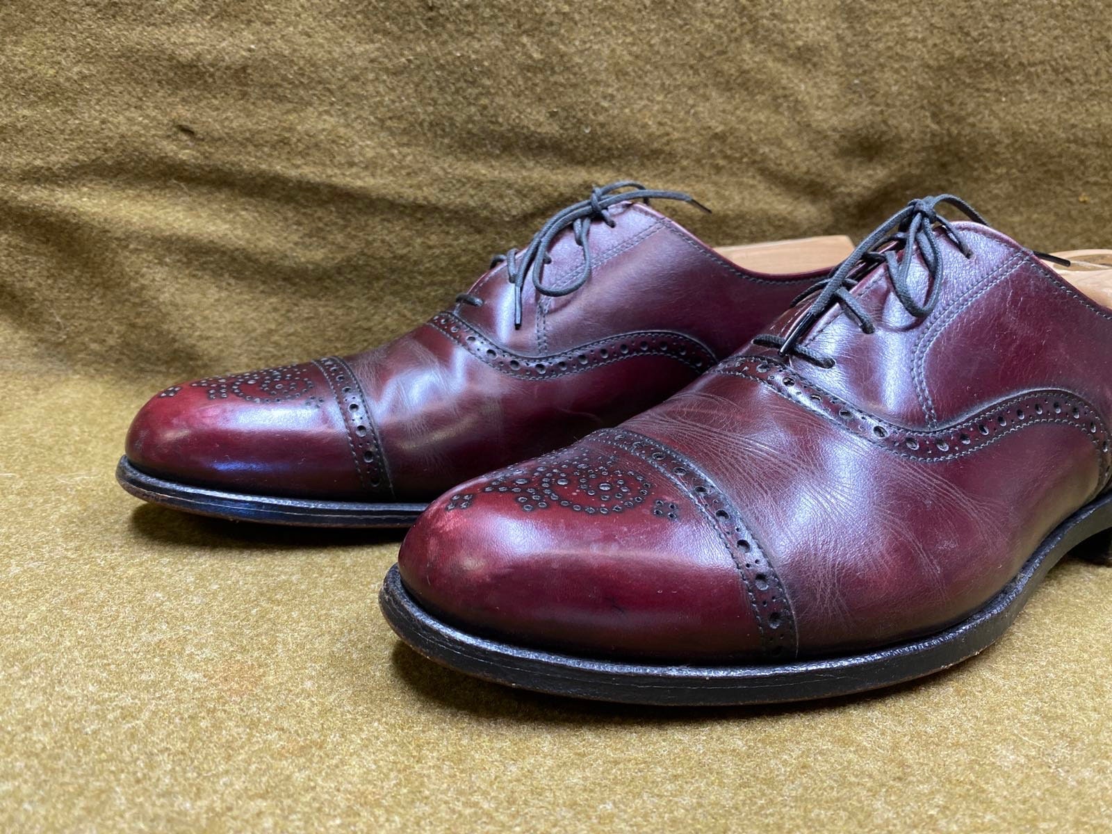 Vintage Cole Haan Full Wingtip Brogues Burgundy Leather Size 11D USA Made Cole Haan Wingtip Oxfords Brogues Shoes Burgundy Leather  main image 3