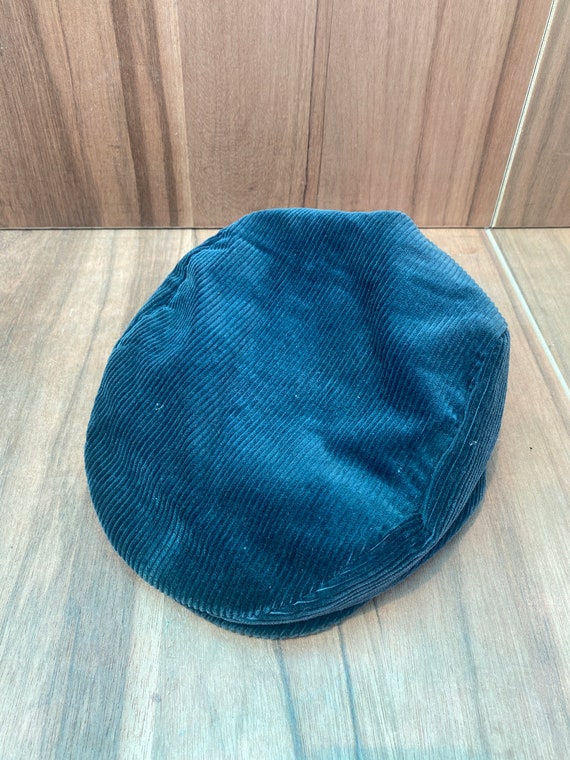Vtg black corduroy ivy cap flat plaid hat size 7-… - image 6