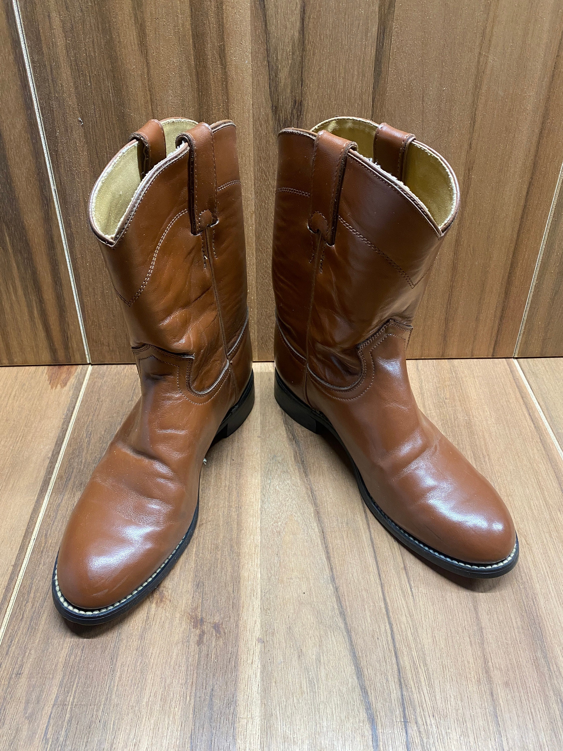 Justin Roper Women's Cowgirl Engineer Tan Leather Boots Style