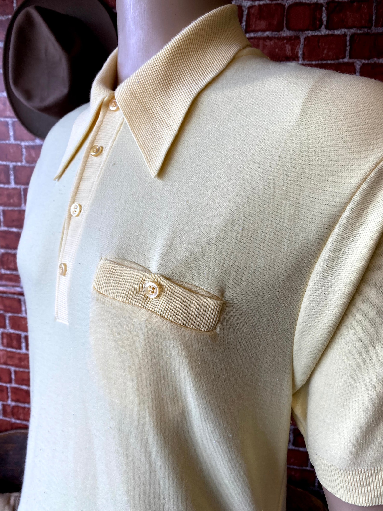 70's Towncraft Jcpenney Yellow Fashioned Knit Polo Shirt Etsy