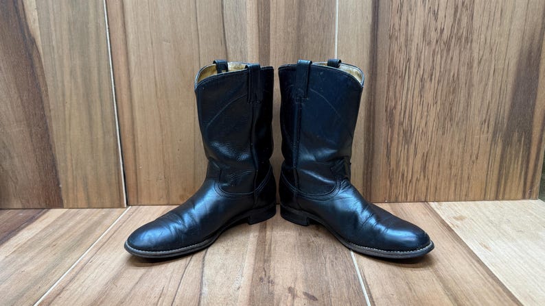 Vtg Dan Post Roper women's cowgirl leather boots style #4121 size 10M made in U.S.A. afbeelding 1