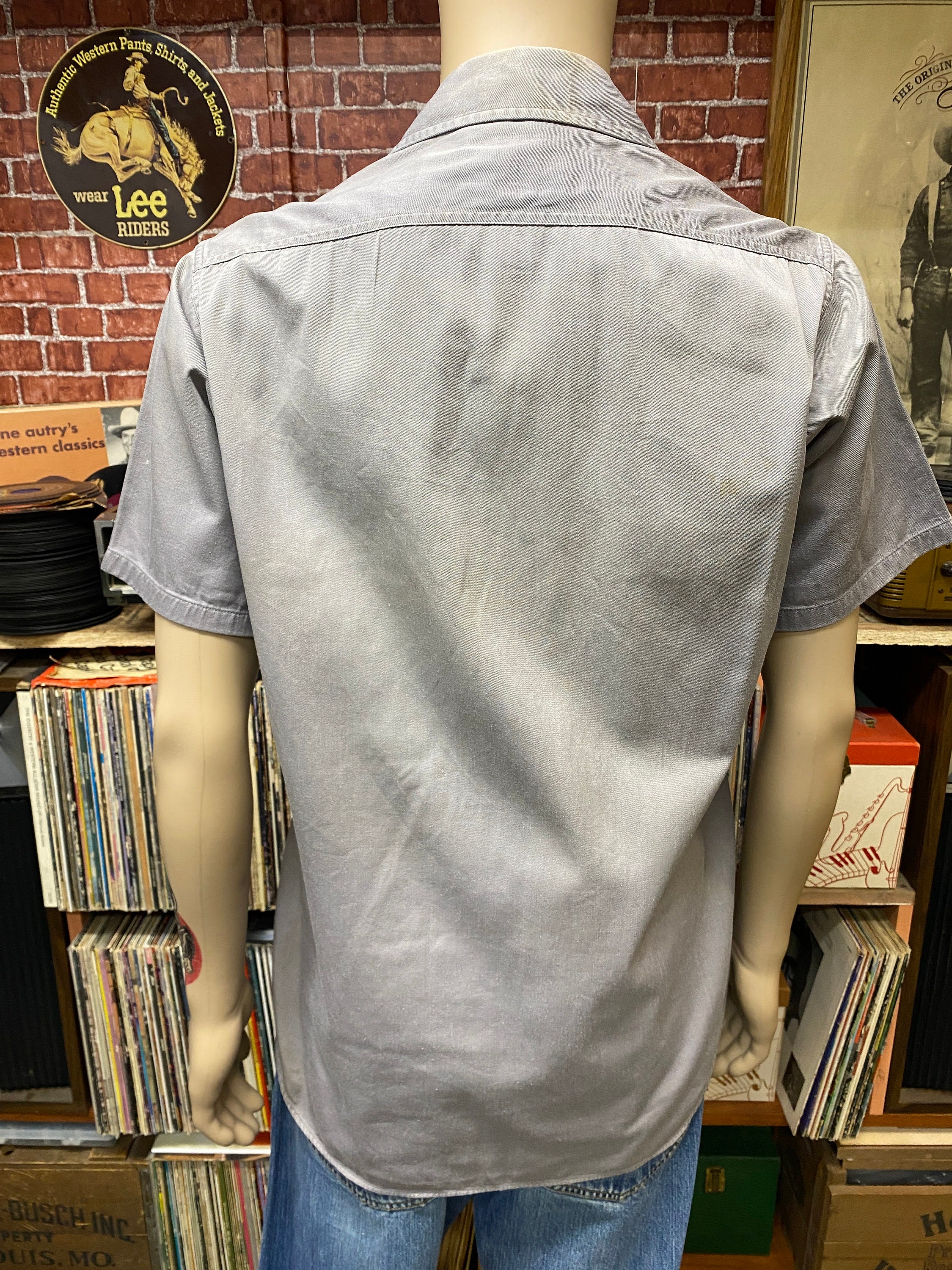 50's Hercules Work Clothing Gray Short Sleeve Work Shirt Size