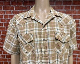 Big Mac western cowboy work men's plaid shirt short sleeve size xlarge.