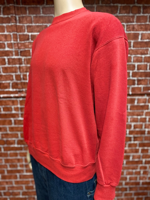 80's red sweatshirt blank basic sport gym sportsw… - image 4