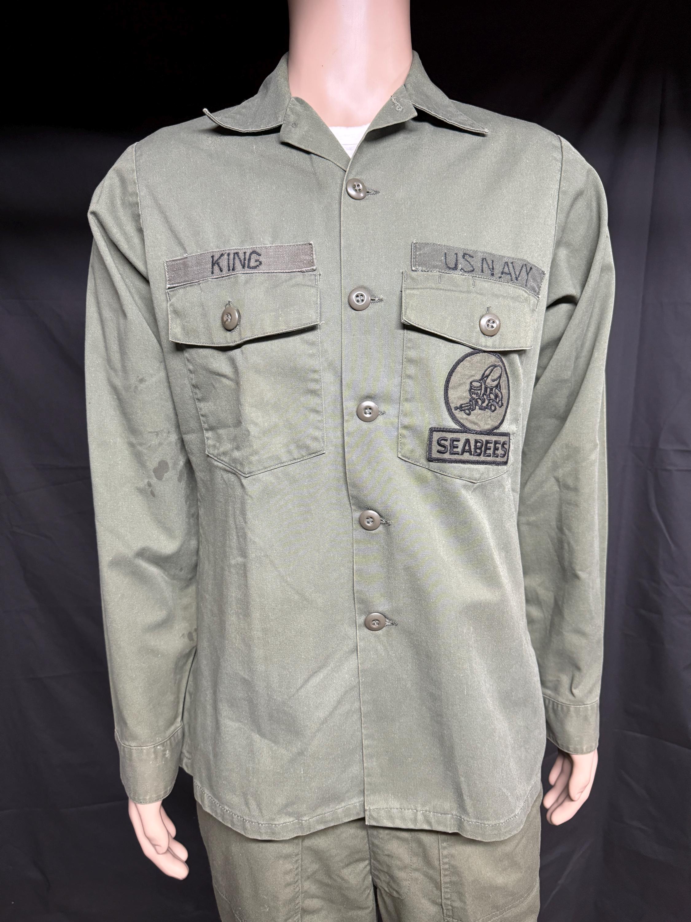 U.S. Navy Seabees Cotton Name KING Utility OG-507 Shirt Long