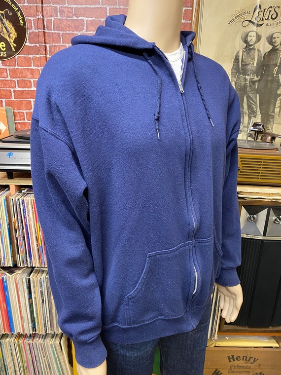 90's Tultex blue sweatshirt hoodie size X-large m… - image 2