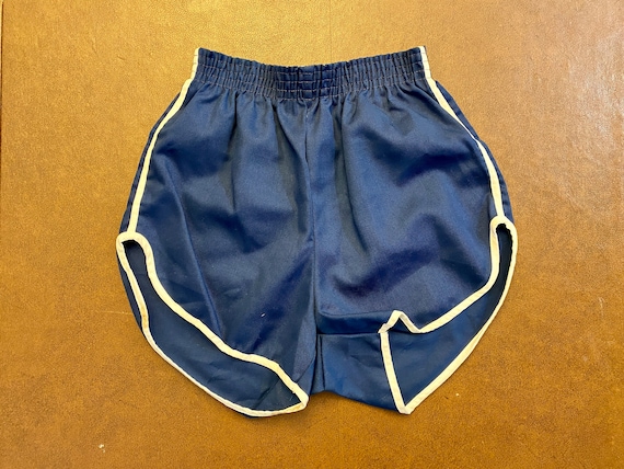 80's Blue unisex athletic short trunks size small. - image 1