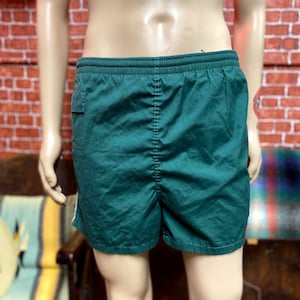 70&#39;s Puritan Swimwear green swim shorts trunks size 36/38 made in U.S.A.