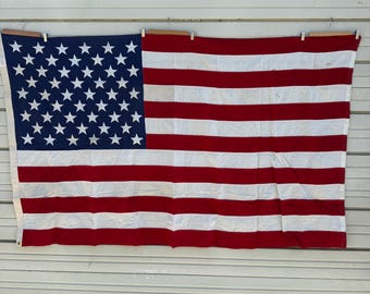 Antique 48 Stars American America Distressed Flag Flags United
