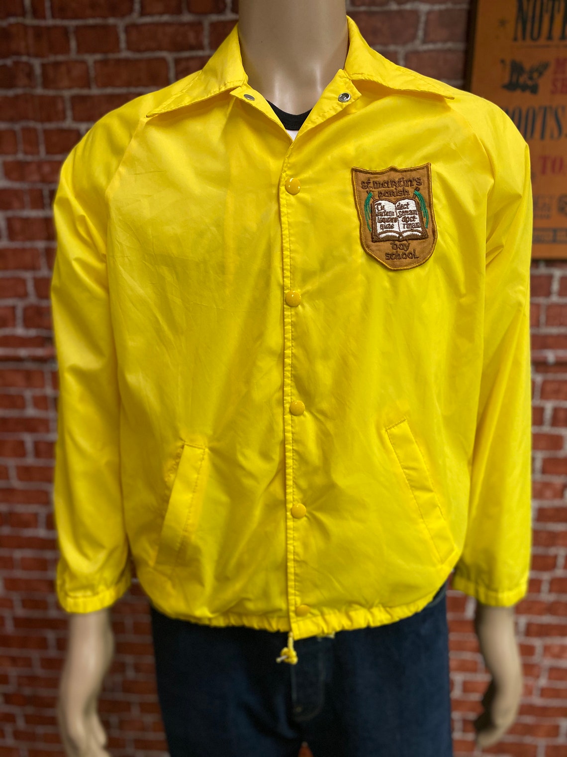 St. Martin's Parish yellow windbreaker jacket size small. | Etsy