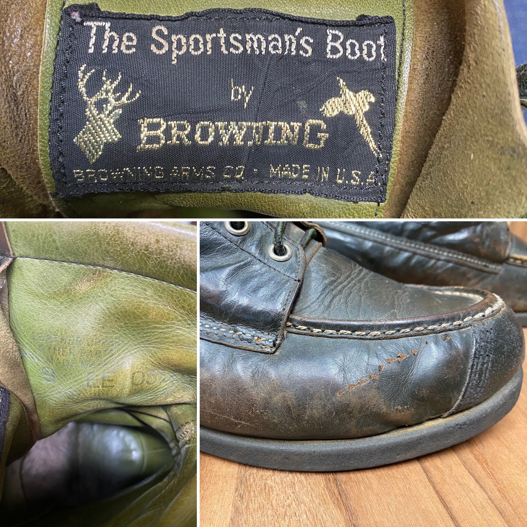 70 s Browning Arms Co. Olive Green Moc Toe Work Hunting Outdoor Boots Size 8EE Made in U.S.A. Etsy