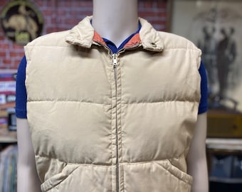 Struggle Gear brown down puffer vest size medium made in U.S.A..