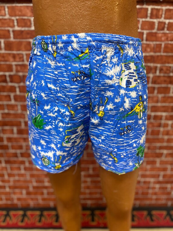 80's Beach shorts trunks boats print size large 10
