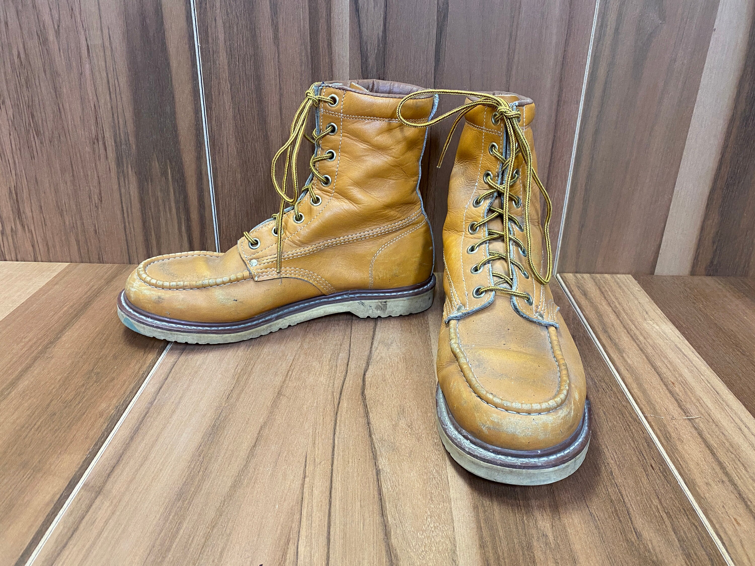 Texas Steer Moc Toe Camel Work Wear Outdoor Leather Boots 
