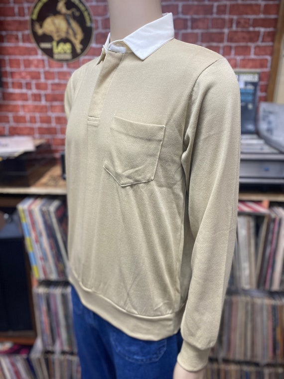 80's Triple Crown UNWORN beige fashion knit shirt… - image 7