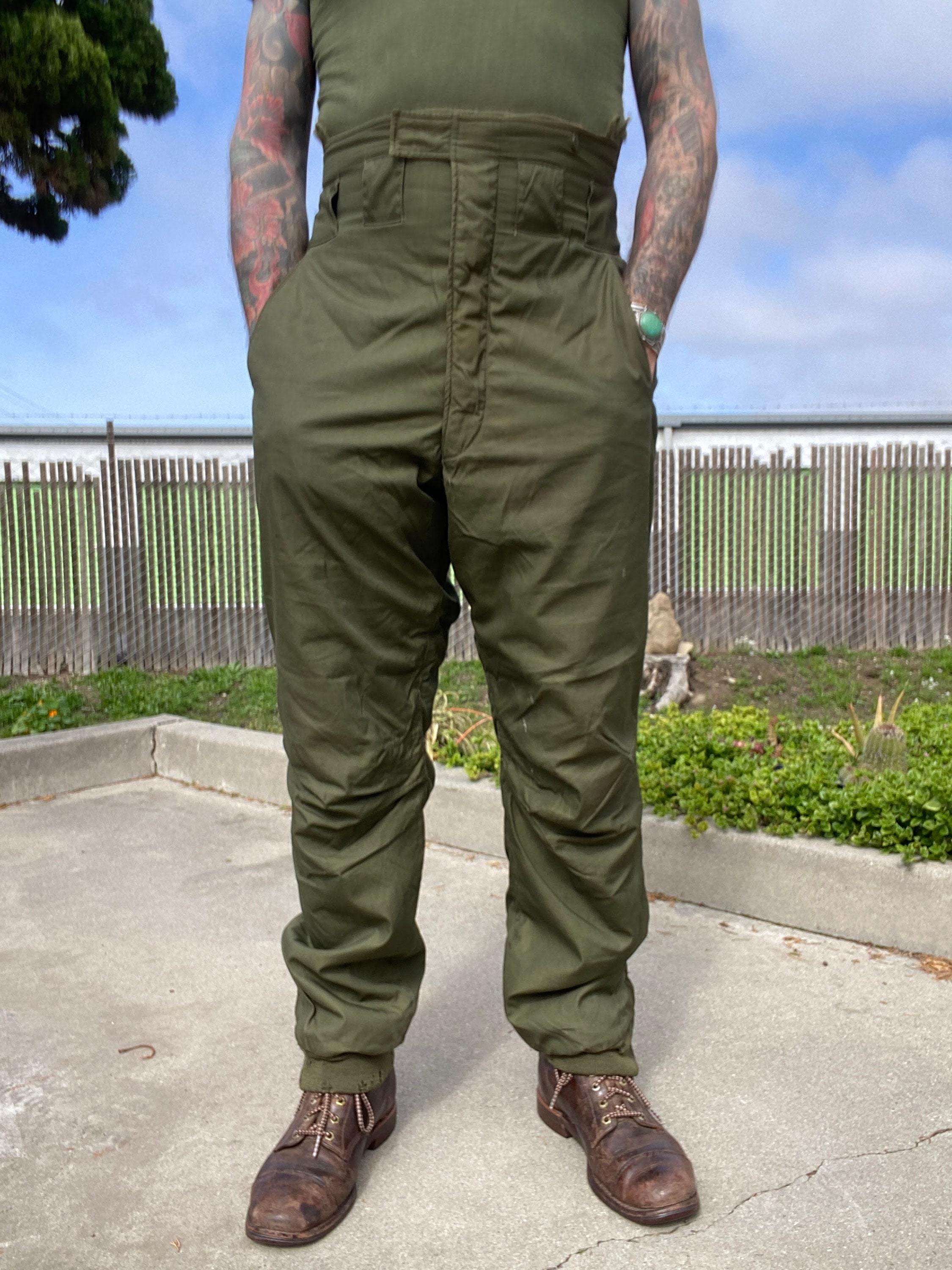 USN WWII N140 Deck Pants Cold Weather Alpaca Wool Lined Olive