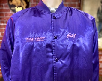 Gold Coast Roadster and Racing club S.C.T.A. purple satin jacket size 2X made in U.S.A..