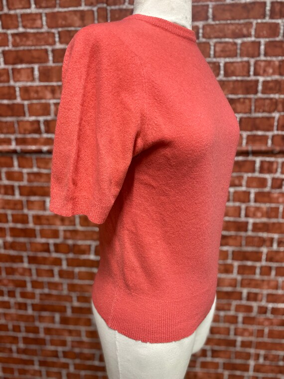 60's Full fashioned peach cashmere knit sweater s… - image 2