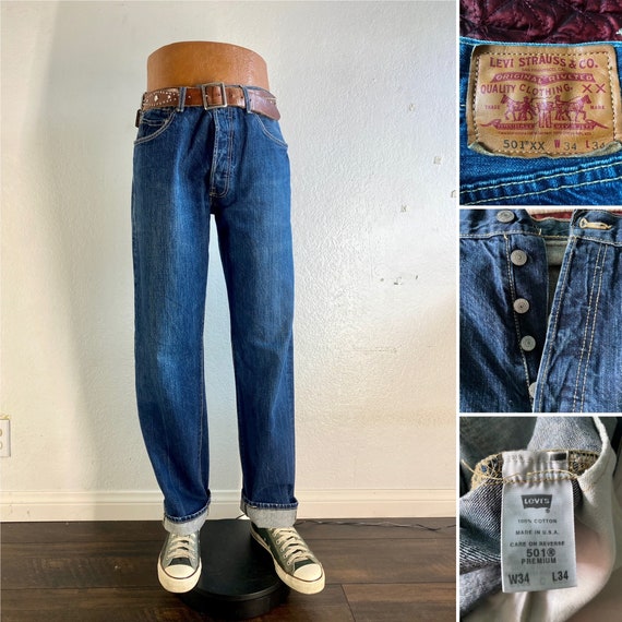 34x23 90's Levi's 501 XX Denim Cowboy Boot Cut Straight Jeans