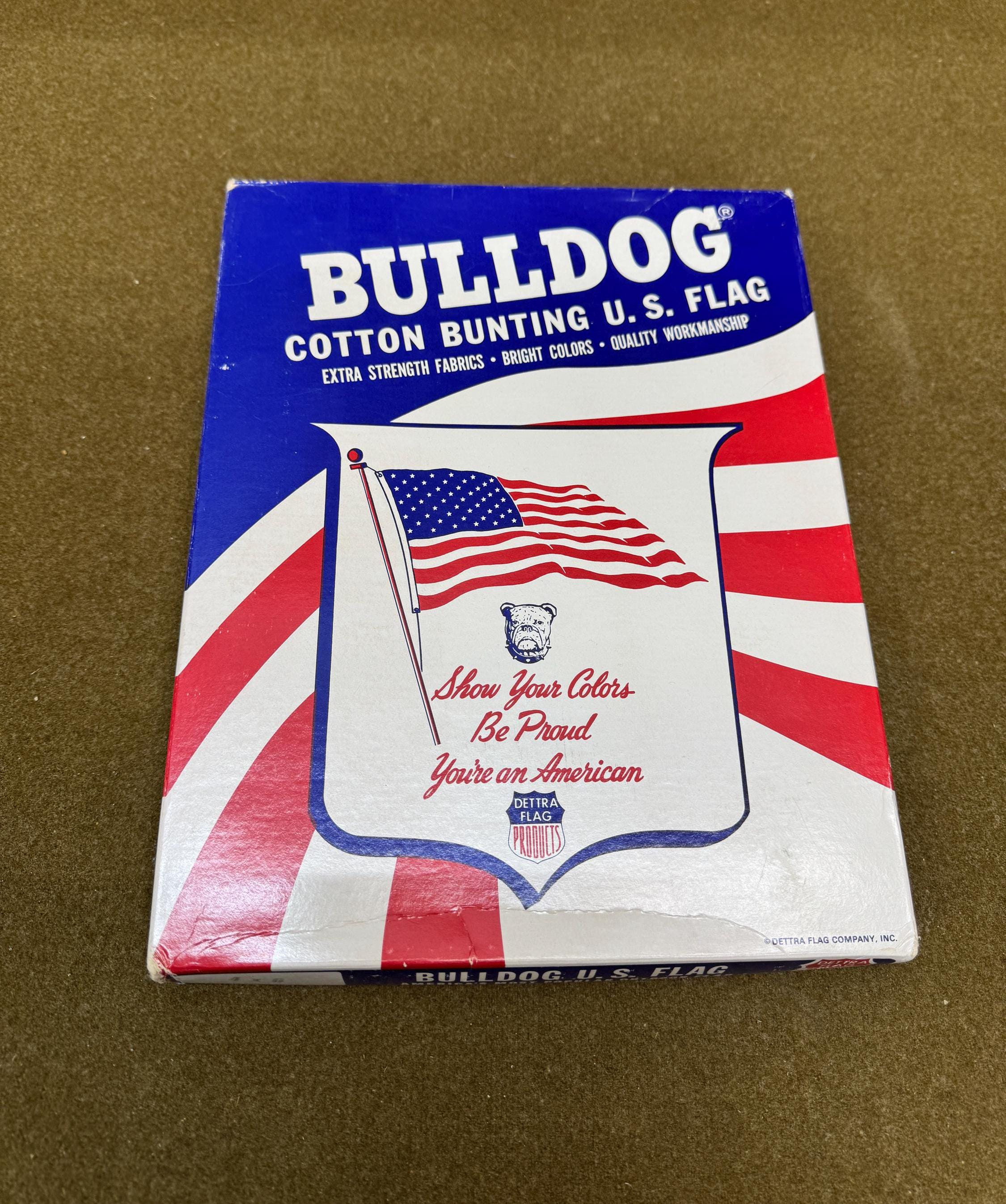 Vintage 1972 U.S. Flag 50 Stars Dettra Bull Dog Cotton Bunting 4