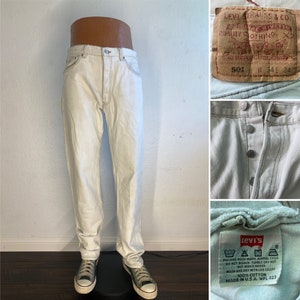 90&#39;s Levi&#39;s 501 34x34 white denim jeans cotton pants made in U.S.A.