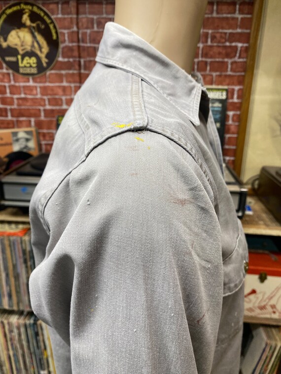 50's Pioneer Du-Alls Montgomery Ward gray long sleeve work shirt size medium made in U.S.A. View 3