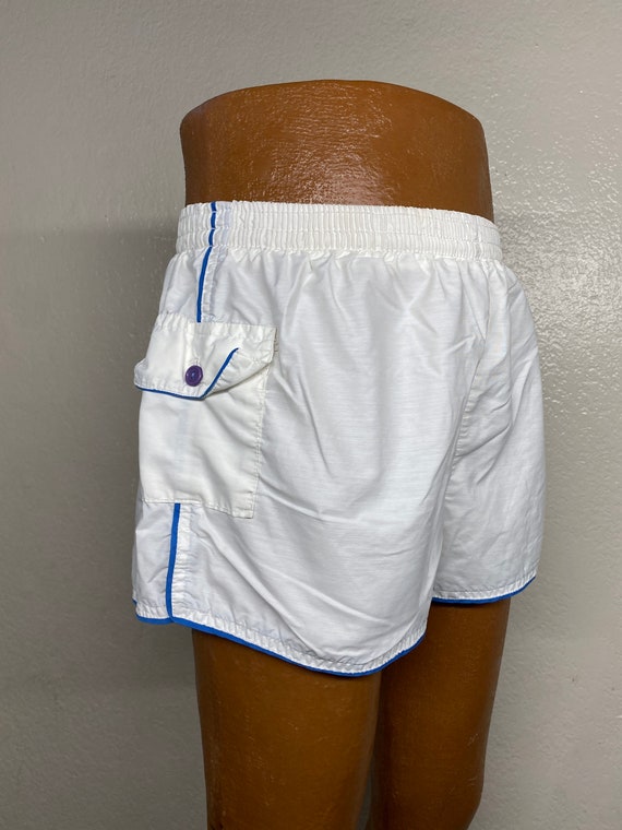 80's White unisex athletic short trunks size medi… - image 9