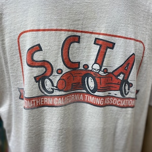 90&#39;s Southern California Timing Association white t-shirt size XL made in U.S.A..