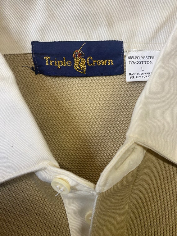 80's Triple Crown UNWORN beige fashion knit shirt… - image 6