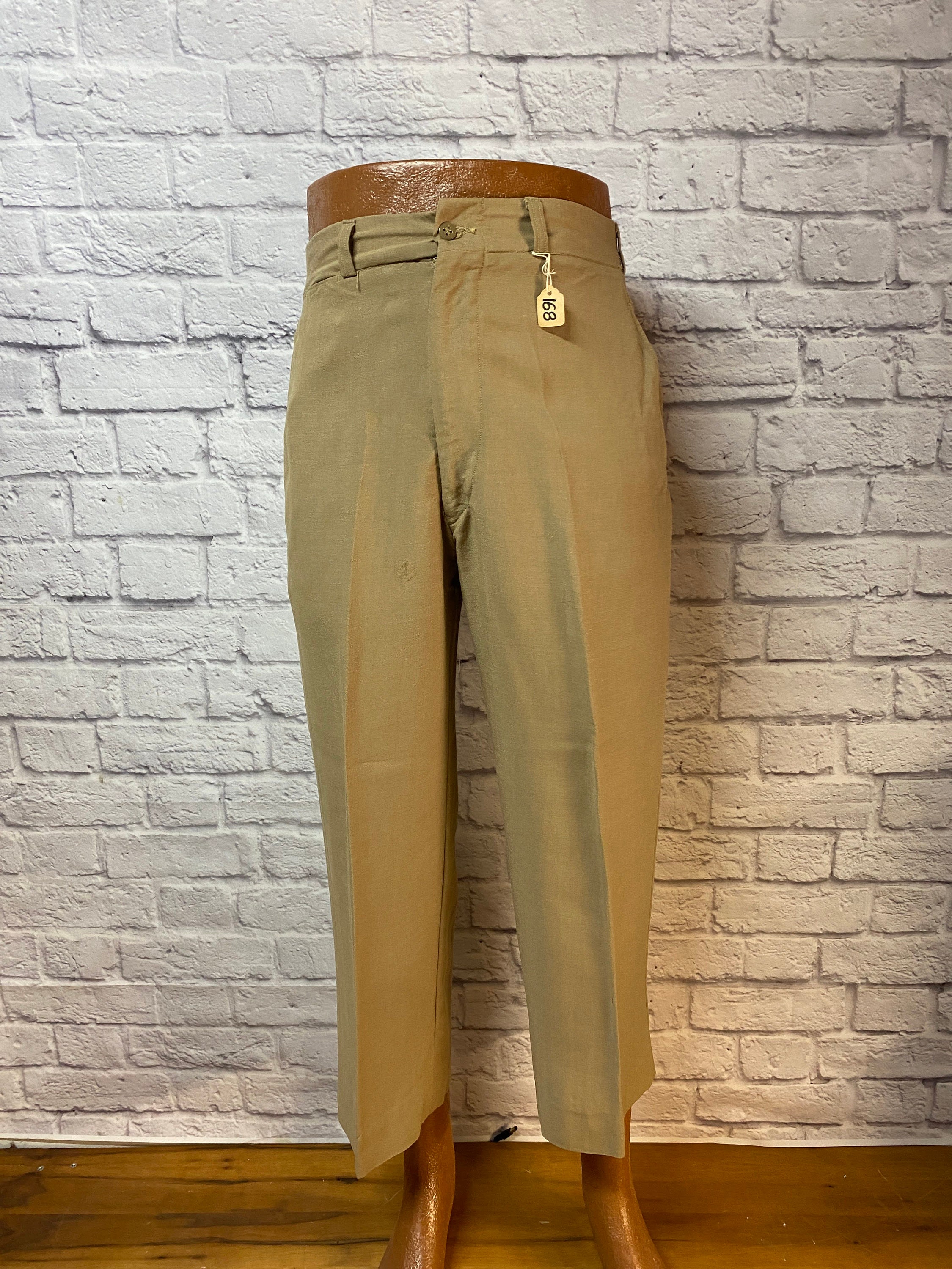 30x26 50's Men's High Waist US Army Officer's Khaki Slacks