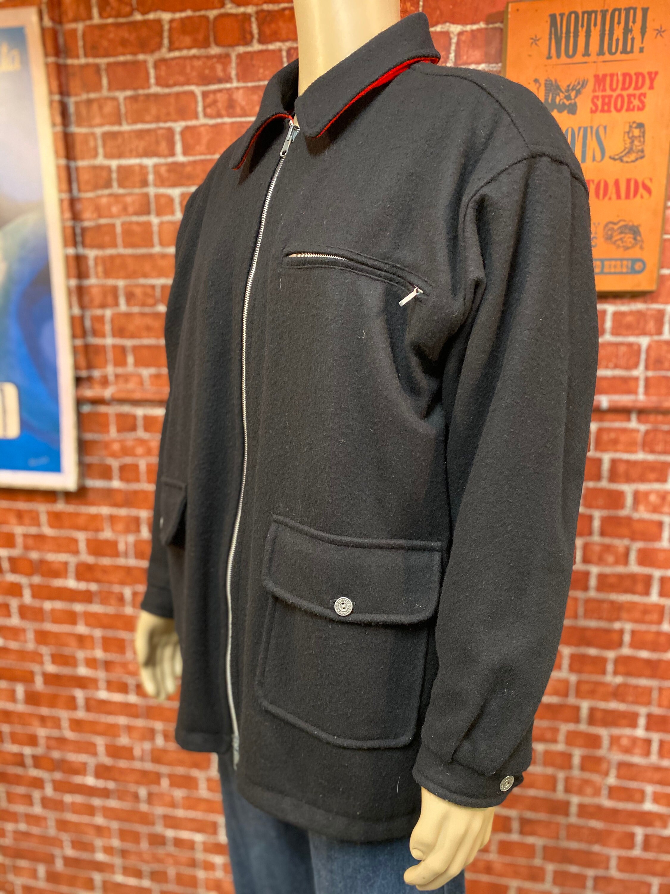 70〜80s EURO Marlboro wool jacket Marlboro Men's Red and Black Reversible Wool Coat Jacket Size