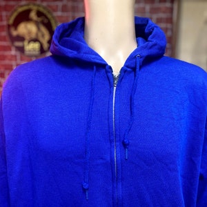 90&#39;s Bassett-Walker blue plain zip up sweatshirt hoodie size XL made in U.S.A.