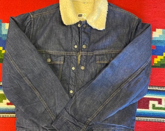 Sears Roebucks Size 36R Denim Sherpa Lining Cowboy Western Jacket
