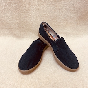 NOS Size 6 Slip on black canvas sneakers made in U.S.A.