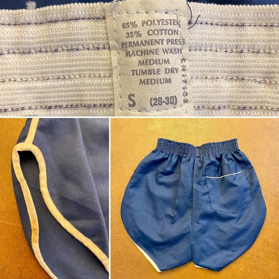 80's Blue unisex athletic short trunks size small. - image 10