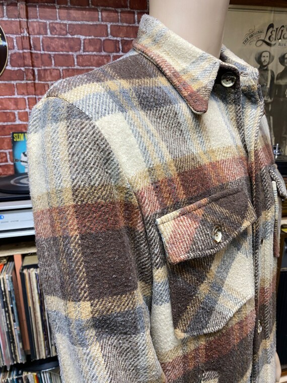 70's Sears Outerwear wool plaid sherpa lined spor… - image 3