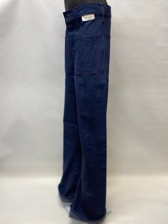 NWT 25x35 Denim sailor style bell bottoms 4 patch… - image 6